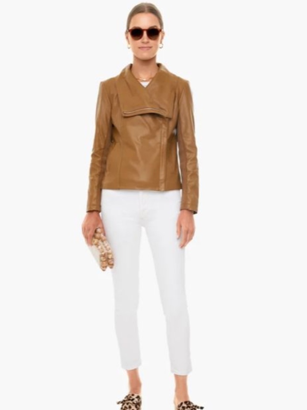Vince Leather Scuba Jacket in Camel Brown - EUC